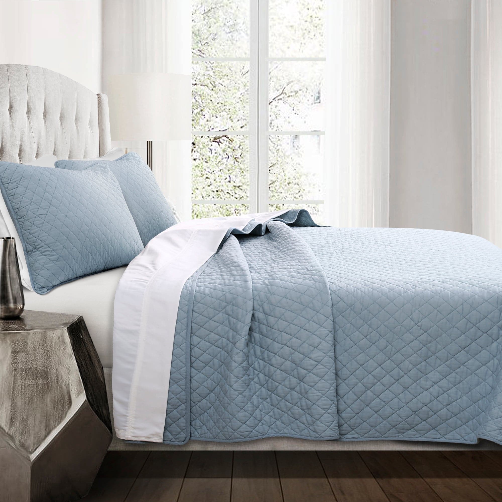Ava Diamond Oversized Cotton Quilt Set - King Size Bedding with Soft Breathable Fabric for All Seasons | Perfect for Master Bedroom, Guest Room & Cozy Home Decor