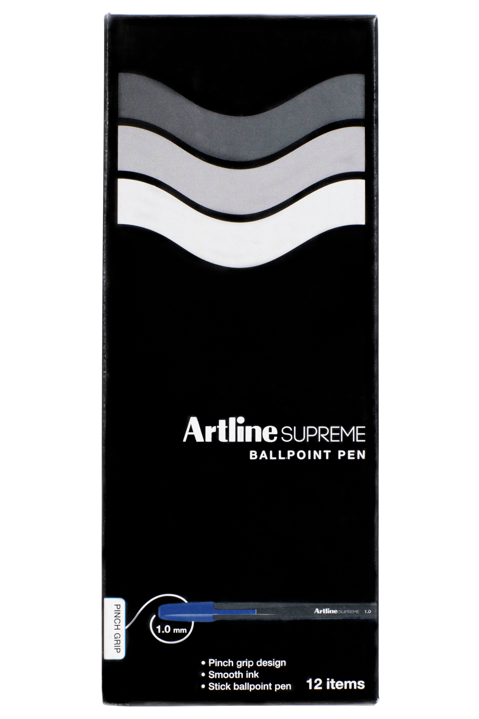 Artline Supreme Ballpoint Pens - Pack of 12 Blue Ink Pens for Office, School & Home Use - Smooth Writing & Comfort Grip - Ideal for Note Taking, Journaling & Everyday Writing Tasks