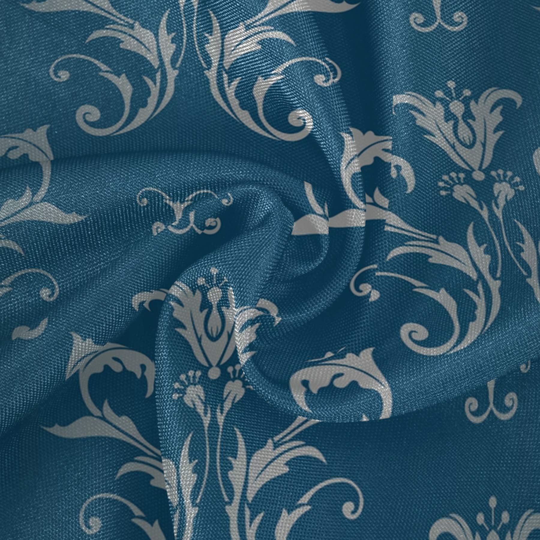 Royal Aqua Blue Floral Waterproof Round Tablecloth 60