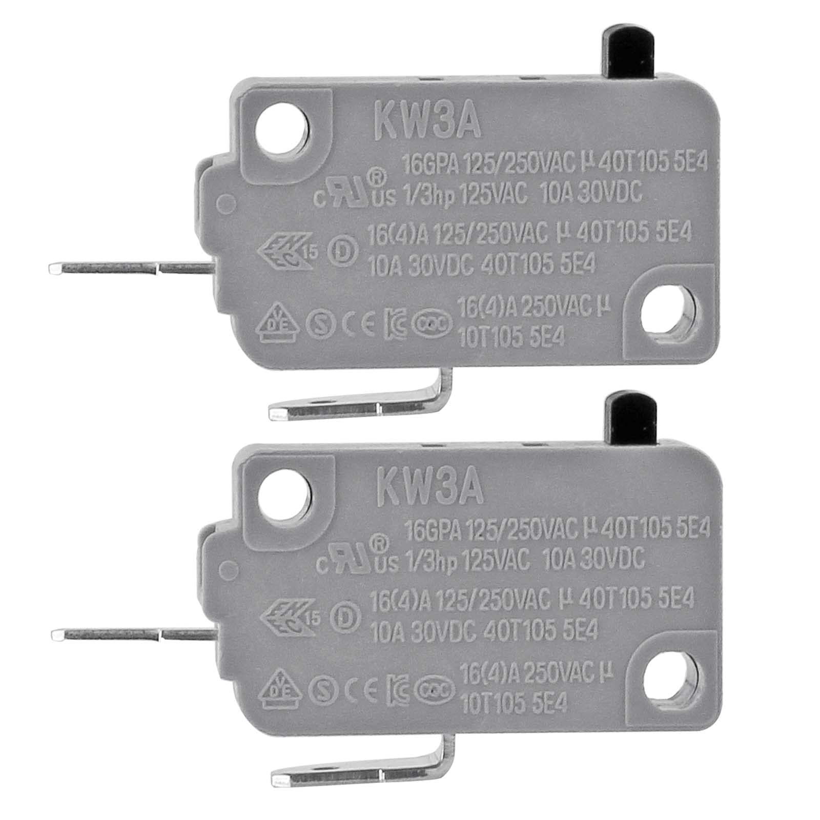Rierdge KW3A Microwave Door Switch 16A 125/250V Normally Open Replacement - 2 Pack - Perfect for Microwave Repair & Appliance Maintenance