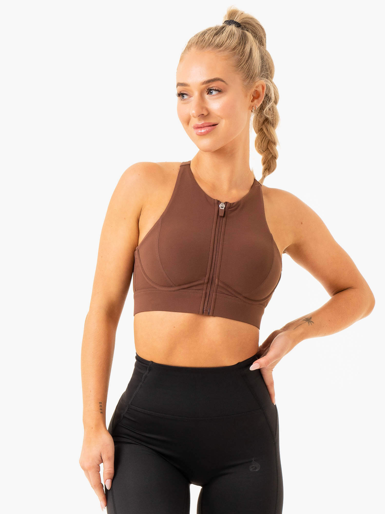 High Impact Sports Bra for Women - Supportive & Comfortable Workout Bra in Chocolate Brown - Perfect for Running, Gym & High-Intensity Training