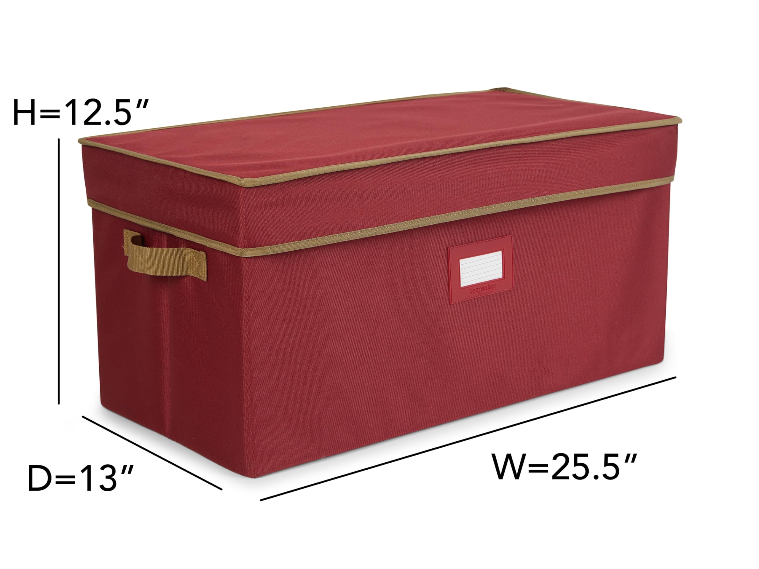 Covermates Keepsakes Adjustable Ornament Storage Box with Carrying Handles & Padded Protection - Holiday Decoration Organizer for Christmas Tree Ornaments, Home Storage Solution (Red)