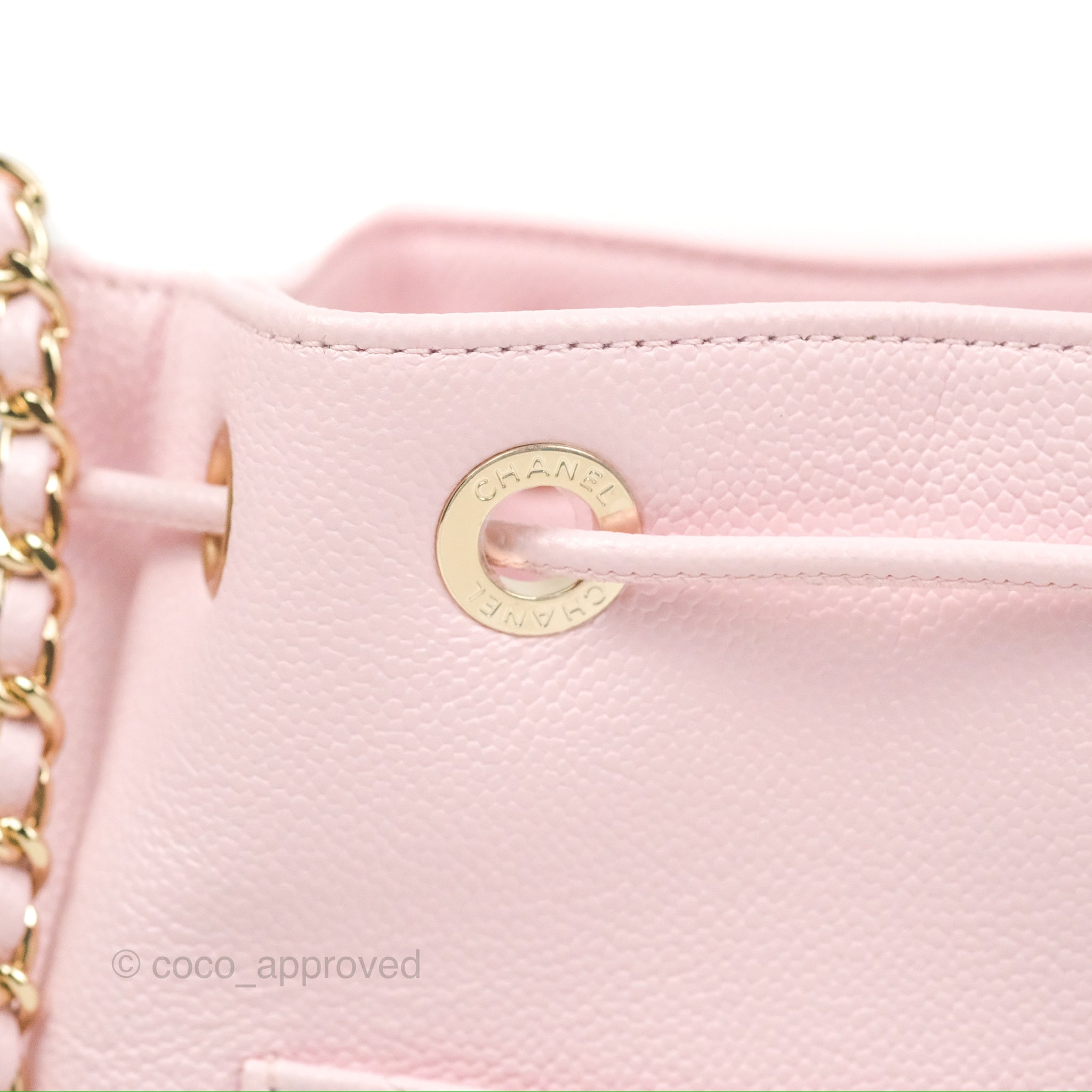 Chanel Business Affinity Drawstring Bucket Bag in Light Pink Caviar Leather with Gold Hardware - Perfect for Work, Travel & Everyday Luxury