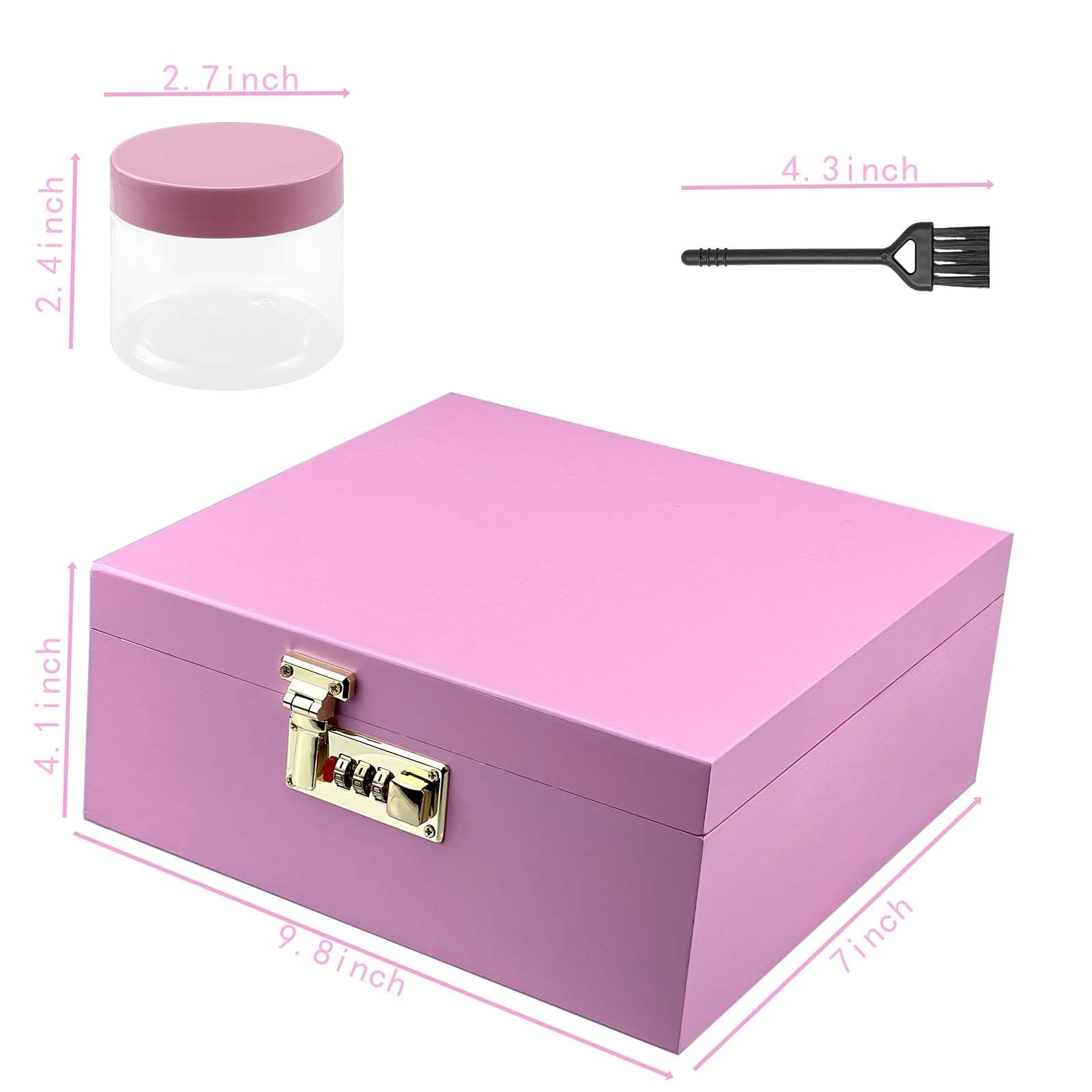 DEHVEN Large Bamboo Storage Box with Lock - Decorative Jar Organizer for Home, Office & Bathroom (Pink) | Perfect for Jewelry, Makeup, Spices & Home Decor Storage
