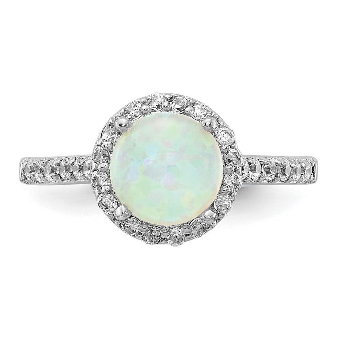 925 Sterling Silver Lab-Created White Opal Ring for Women - 10.75mm Wide Elegant Statement Jewelry | Perfect for Weddings, Anniversaries & Special Occasions