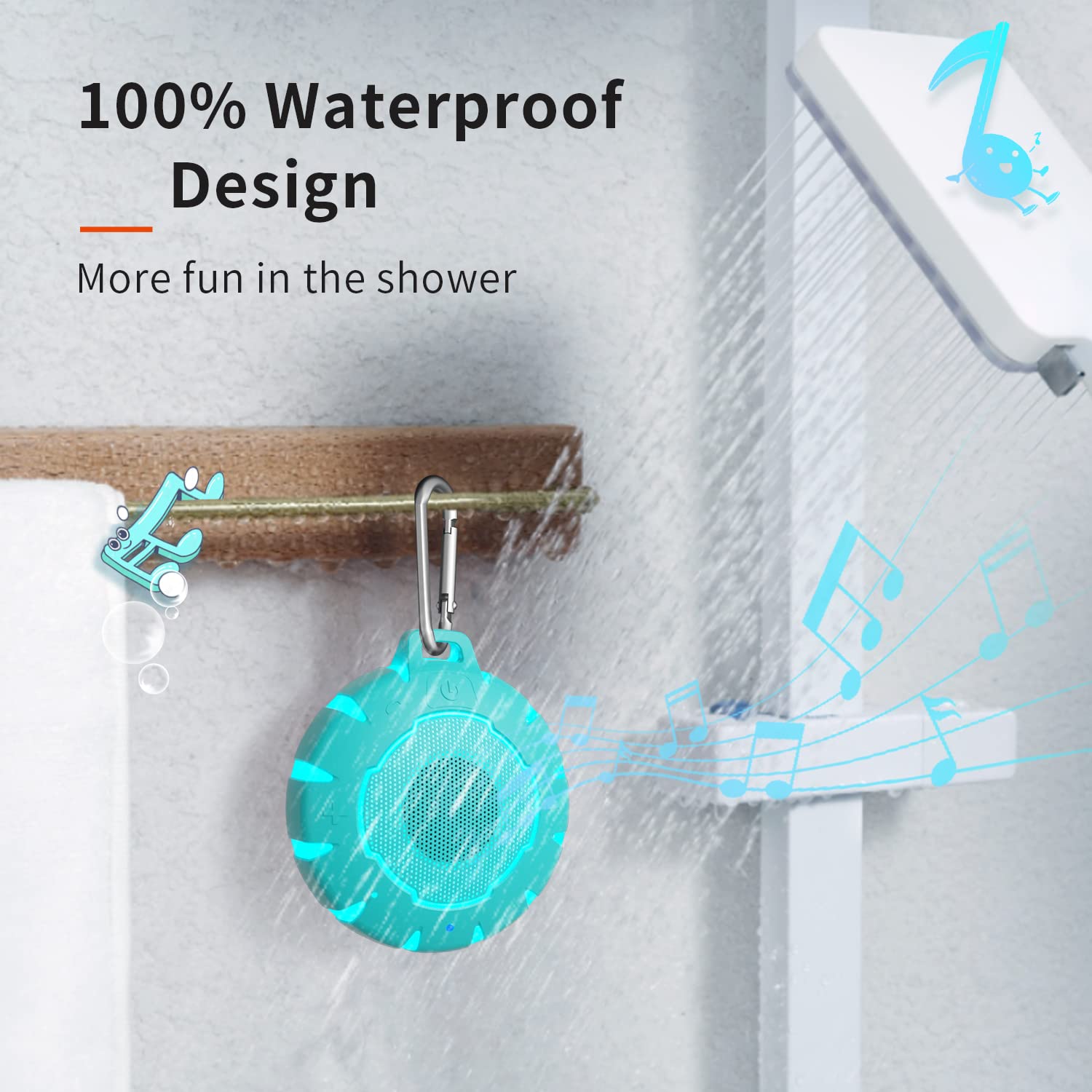HEYSONG Waterproof Bluetooth Speaker - Portable Shower Speaker with HD Sound, IPX7 Waterproof for Pool, Beach, Kayaking - Perfect Gift for Women, Men, Teens - Great for Bathroom, Outdoor Adventures & Travel