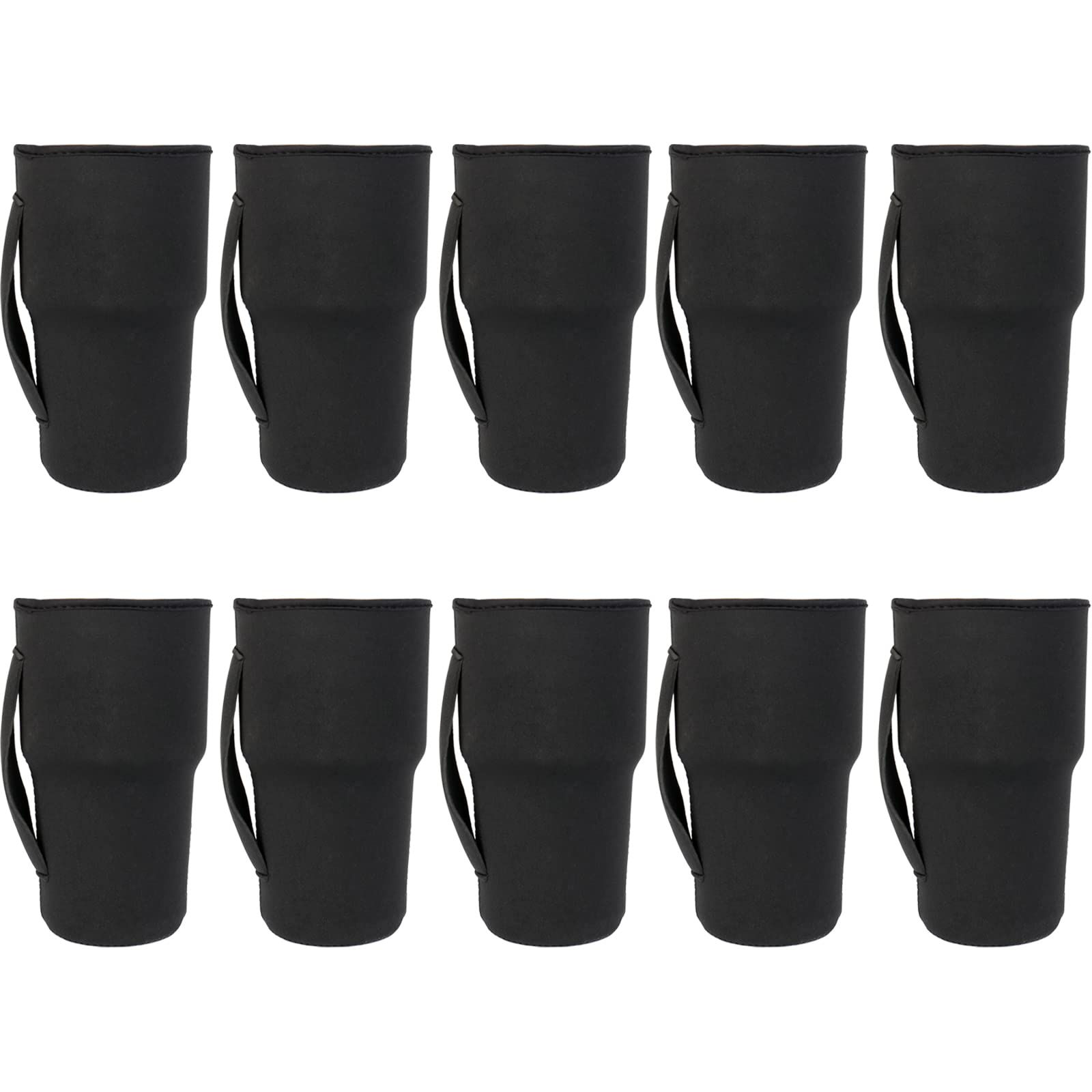 HaiMay 10 Pack Reusable Neoprene Coffee Cup Sleeves - Insulated Drink Sleeve Holder for 20oz Tumblers & Beverages (Black) - Perfect for Iced Coffee, Hot Drinks, Office Use & Outdoor Activities