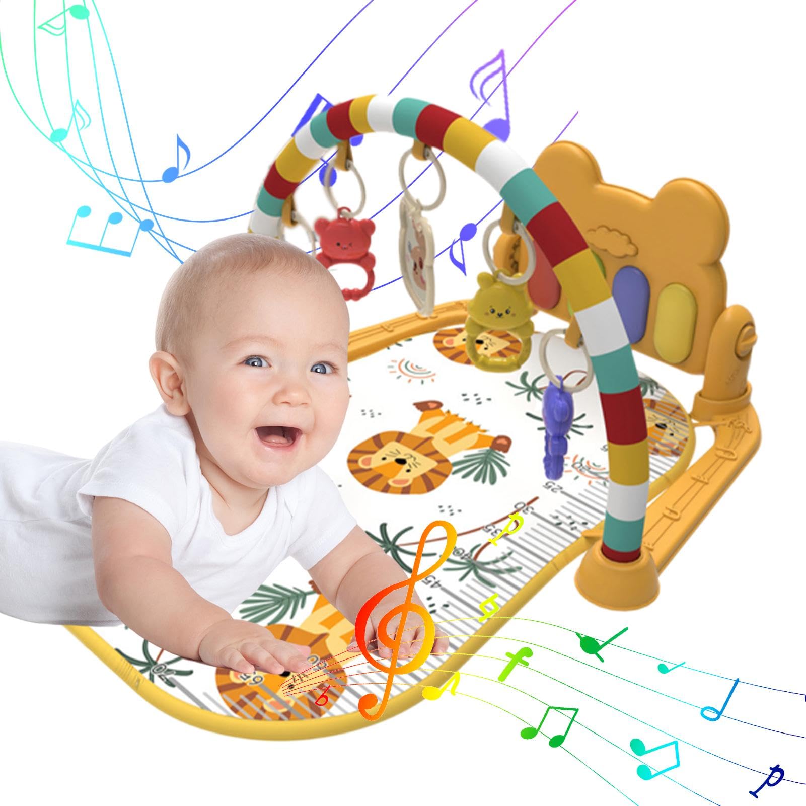 Kids Gym Mat - Cartoon Activity Musical Play Mat for Fitness, Kicking & Leg Strength Exercises | Multifunctional Exercise Mat for Toddlers & Children | Perfect for Playrooms, Daycares & Home Workouts