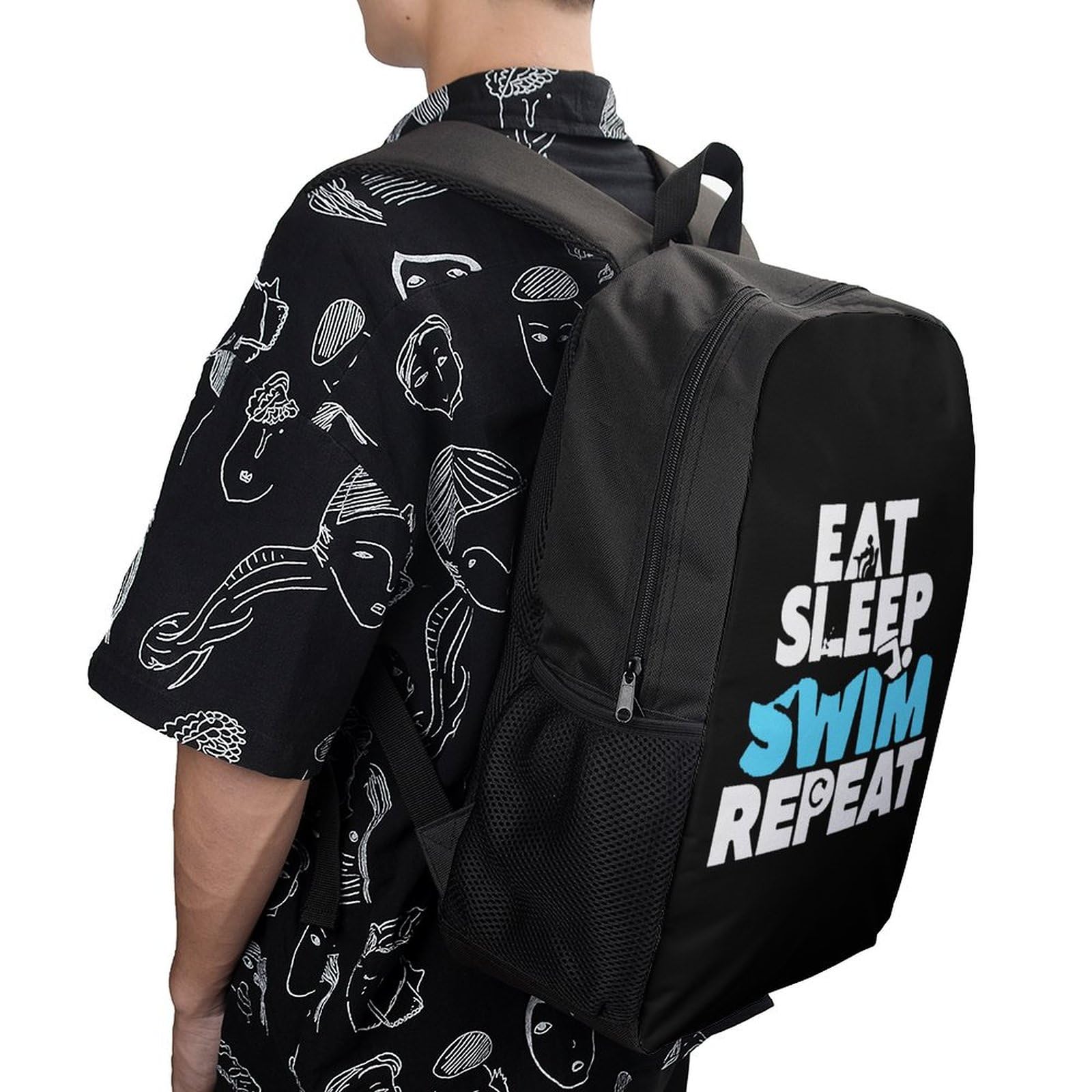 IOEDTHBJ 17 Inch Waterproof Swim Backpack - 3D Printed Laptop Backpack for Men & Women - Durable School & Travel Computer Bag - Perfect for Swimming, Gym, Beach & Outdoor Activities