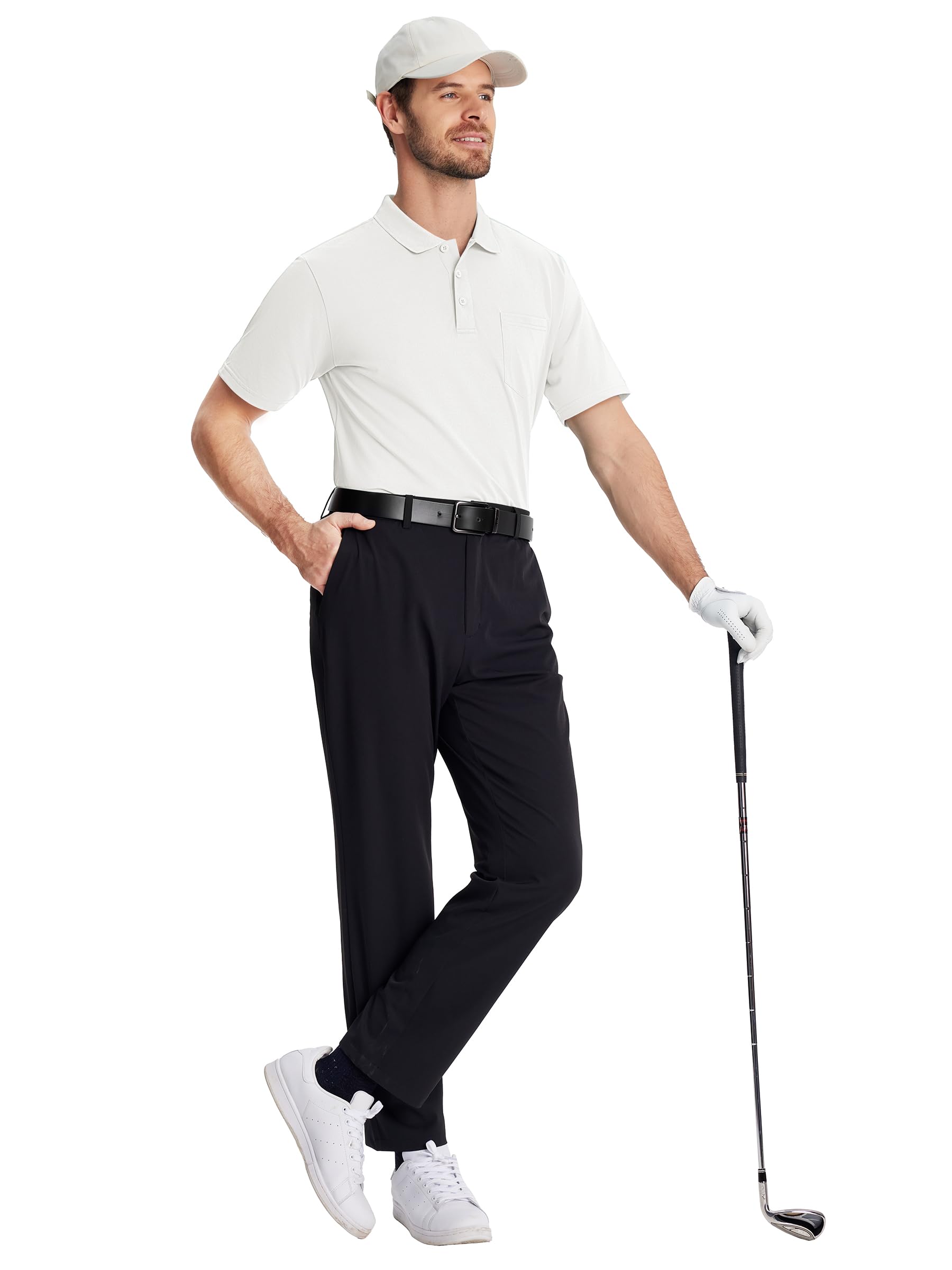 TACVASEN Men's Performance Polo Shirts - Moisture Wicking, Breathable & Cooling Golf Shirt with Pocket - Ideal for Golf, Tennis & Casual Wear