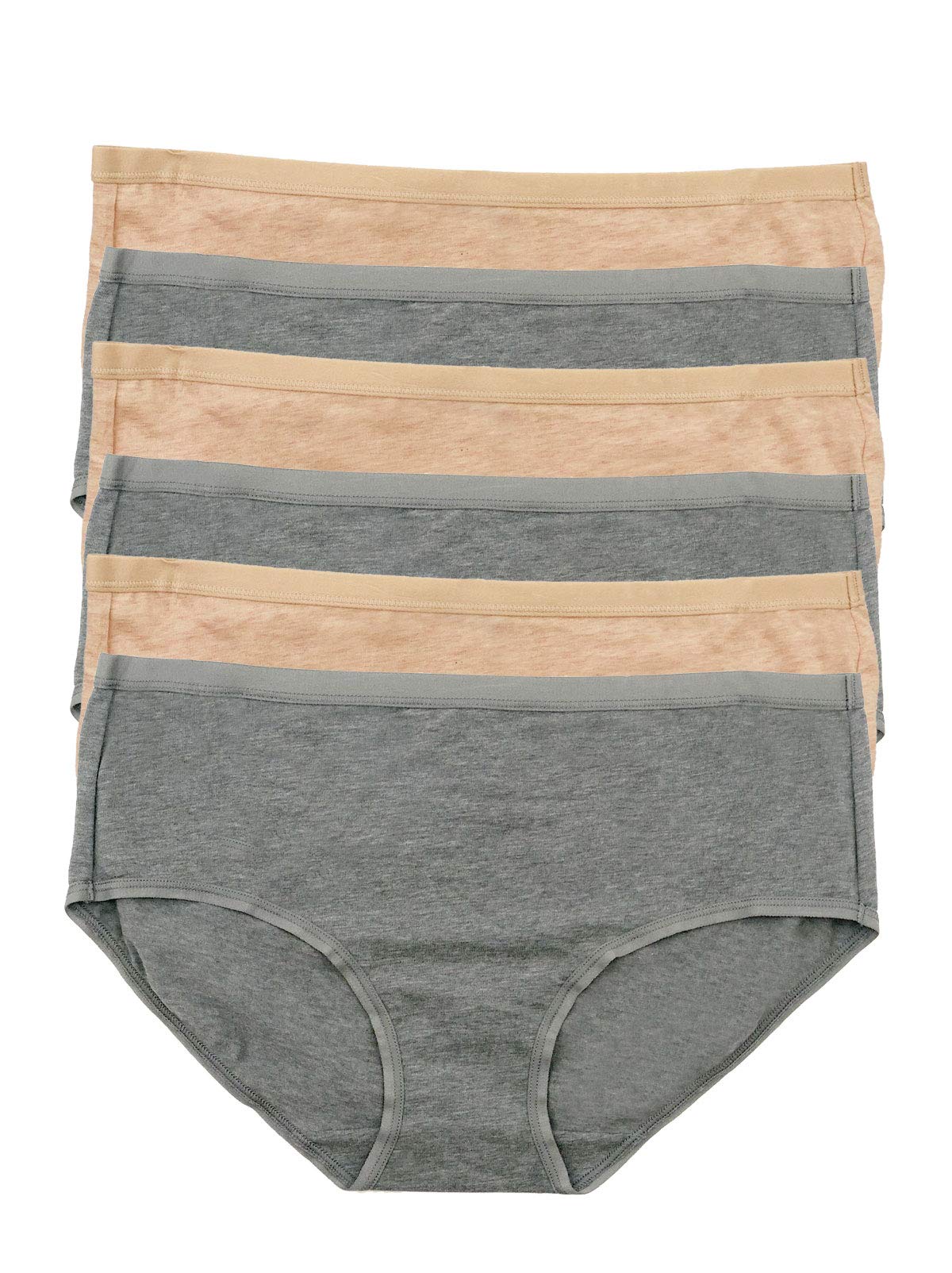 Felina Organic Cotton Hipster Panties 6-Pack - Soft Breathable Underwear for Women, Comfortable Everyday Wear, Multipack Value