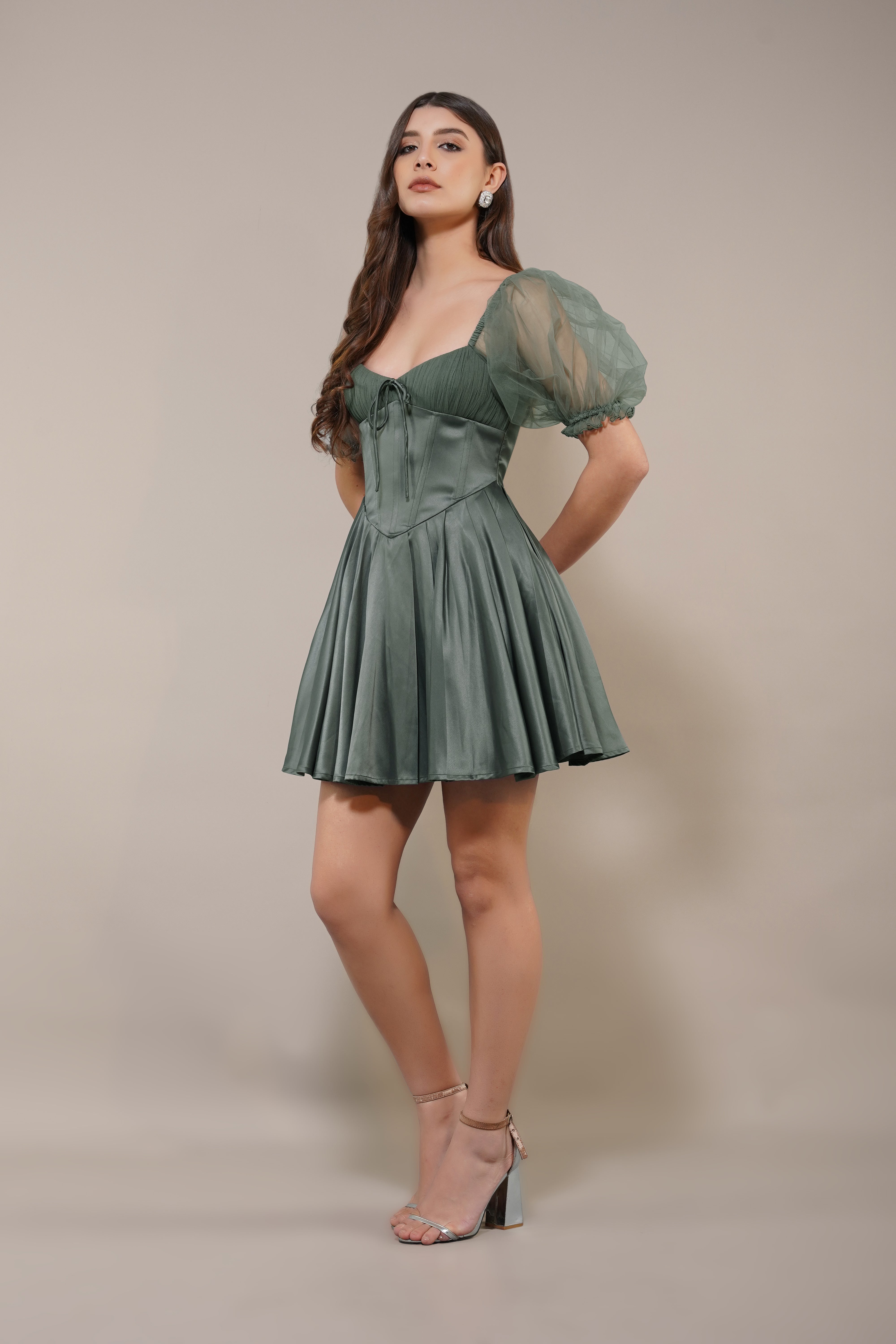 Keila Mini Dress in Green Grey - Stylish & Comfortable Summer Dress for Women | Perfect for Casual Outings, Beach Vacations & Date Nights