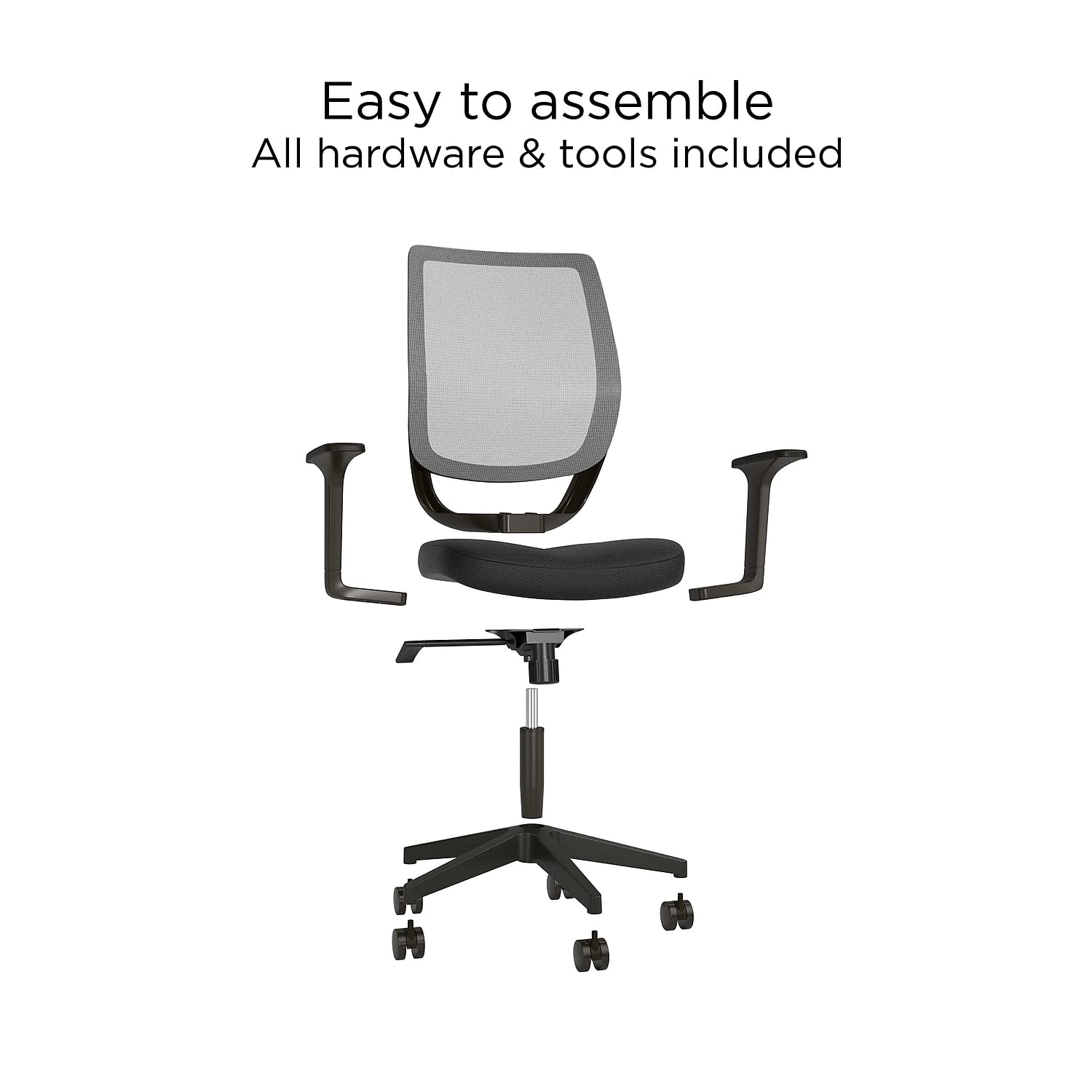 Ergonomic Mesh Back and Fabric Task Chair with Adjustable Height - Black - Perfect for Home Office, Gaming, and Workspace Comfort