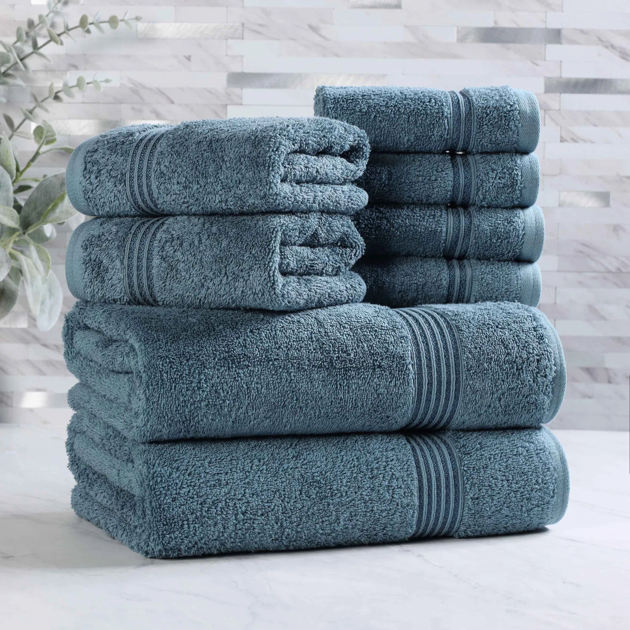 Premium Heritage Egyptian Cotton Plush Heavyweight 8-Piece Bath Towel Set - Ultra Soft & Absorbent for Spa, Luxury Hotel & Home Bathroom Use