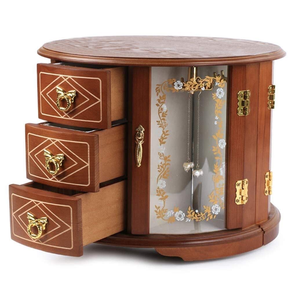 QTT European Style Retro Wooden Jewelry Chest - Large Capacity Jewelry Organizer Box for Necklaces, Earrings, Rings & Bracelets | Perfect Jewelry Storage for Women's Dressing Table & Travel