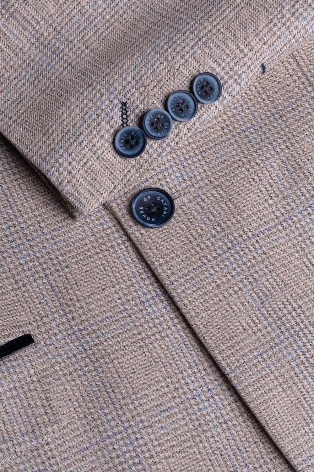 Cavani Caridi Men's Slim Fit Beige Tweed Check Blazer Jacket - Perfect for Business Meetings, Weddings & Formal Events