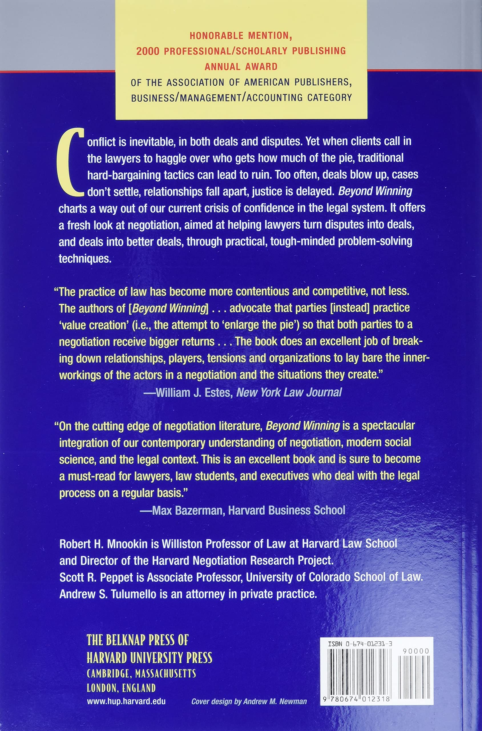 Beyond Winning: Negotiating to Create Value in Deals and Disputes - Essential Business Strategy Book for Entrepreneurs, Lawyers & Professionals - Perfect for Conflict Resolution & Deal-Making Scenarios