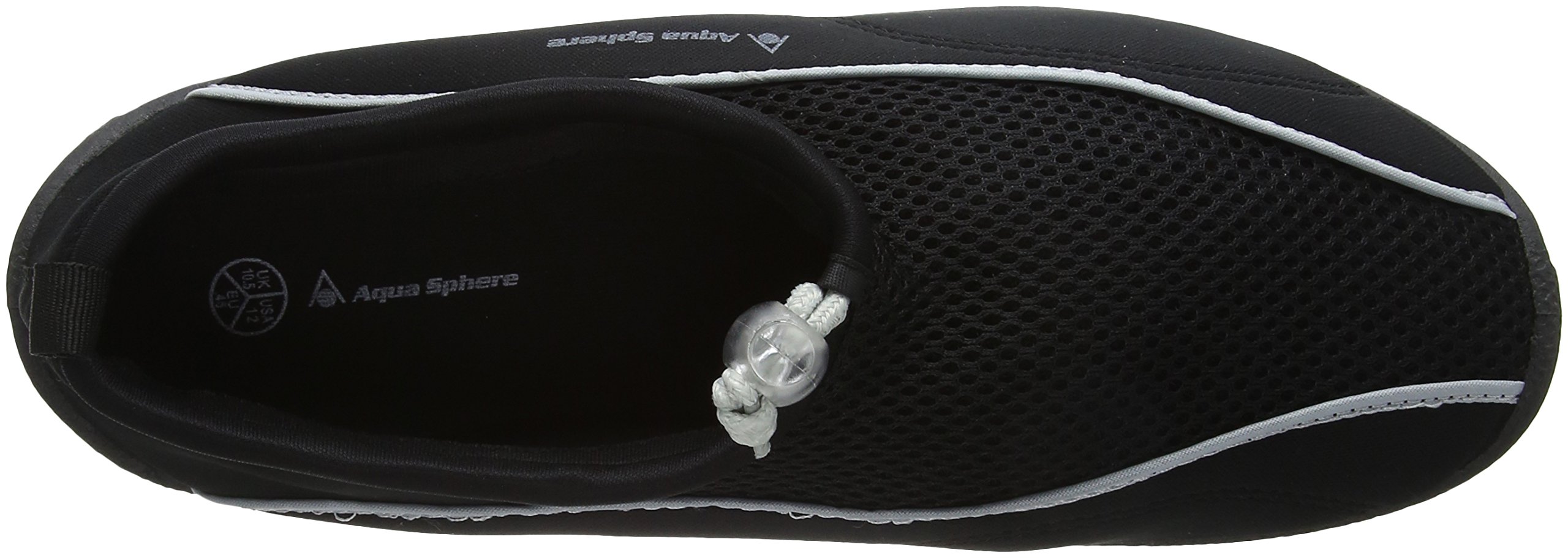 Aqua Sphere Men's Lisbona Neoprene Water Shoes for Beach Swimming Surfing - Lightweight Quick-Dry Slip-On Design - Black Silver - Size EUR 38 - Perfect for Water Sports, Pool, and Outdoor Activities