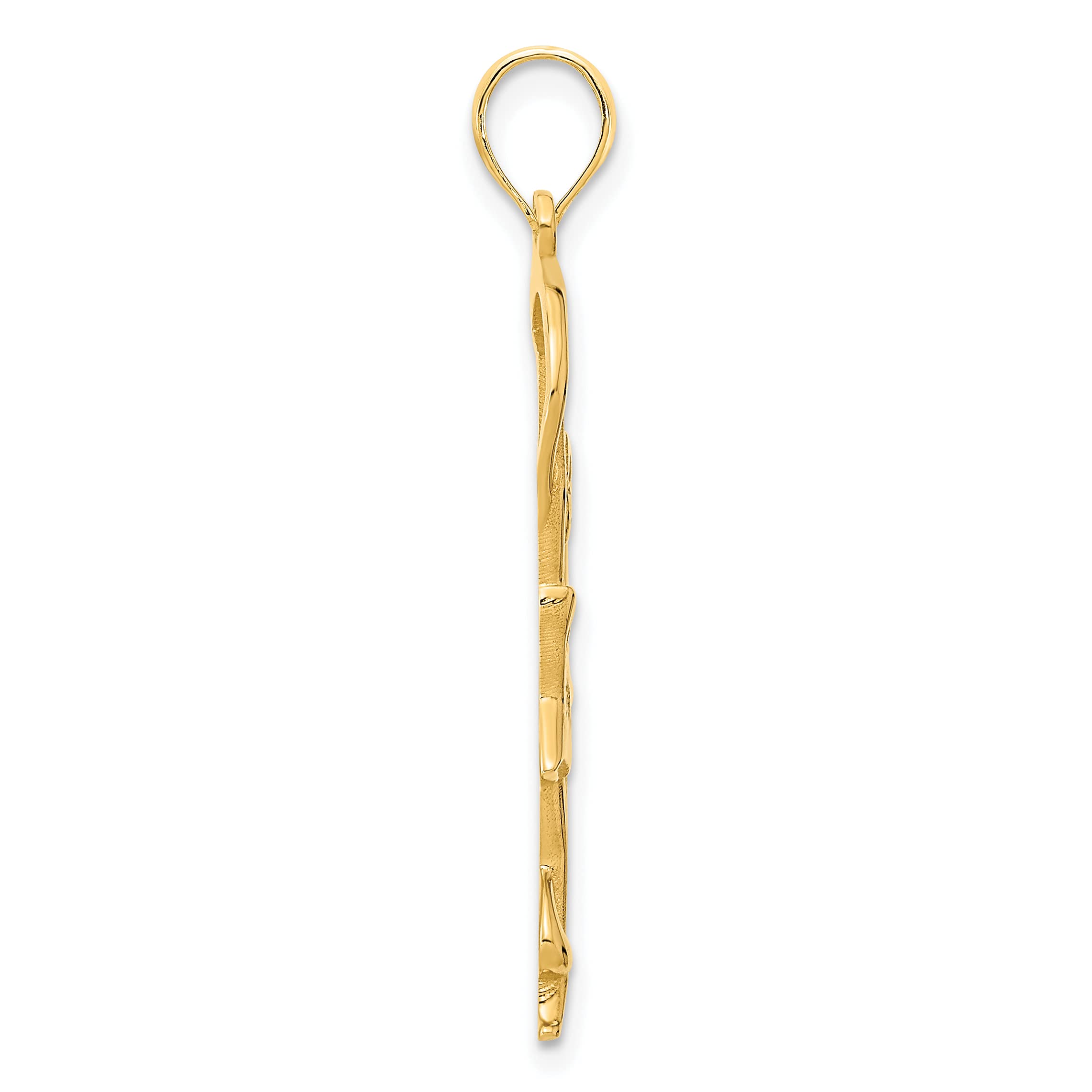 14K Yellow Gold Gymnast with Ribbon Pendant Necklace - 32mm Elegant Jewelry for Women - Perfect for Sports Enthusiasts, Gifts & Special Occasions