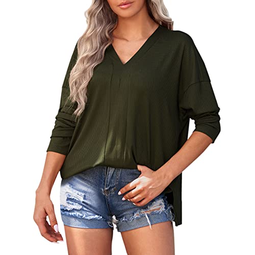 Women's Loose Casual Tunic Tops - Gradient Print Short Sleeve V-Neck Tee Shirts | Comfortable Blouse for Everyday Wear, Work & Weekend Outfits