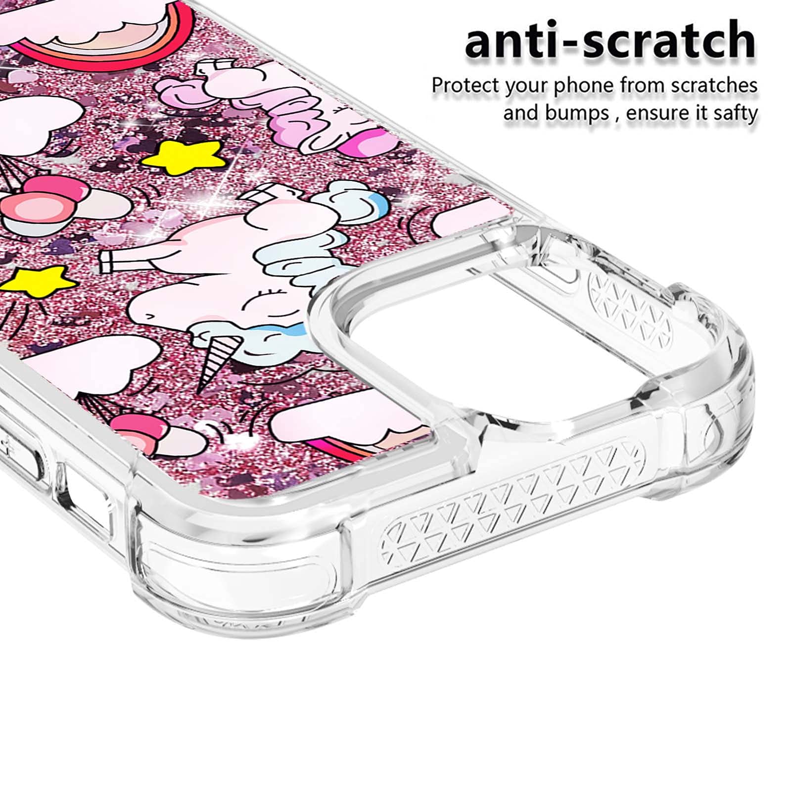 OOPKINS Glitter Liquid Case for iPhone 13 Pro Max - Sparkle Floating Shiny Quicksand Clear Soft TPU Silicone Shockproof Protective Bumper Cover - Bling Cloud Unicorn Design - Perfect for Parties, Gifts & Everyday Use