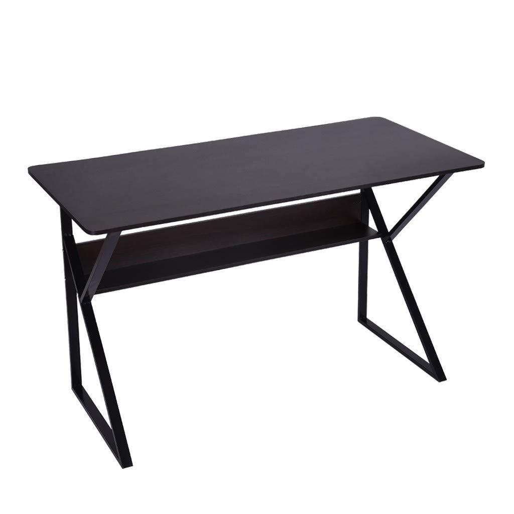 Modern Black Computer Desk for Home Office & Gaming - Ergonomic Writing Desk for Students, Simple & Space-Saving Design - Perfect for Small Spaces, Study Rooms & Workstations (One Size)