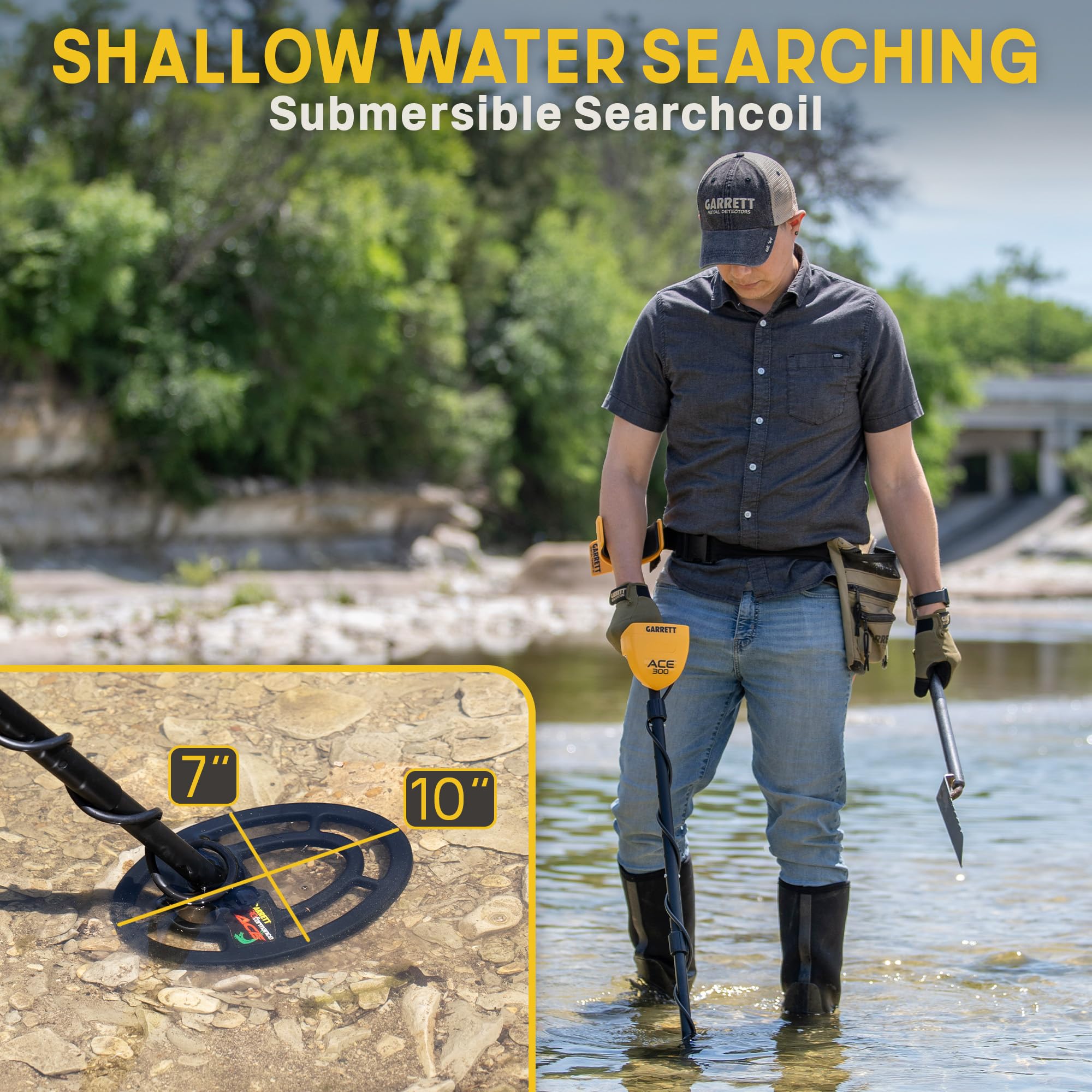 Garrett ACE 300 Metal Detector Bundle with Digital Target ID & Iron Resolution - Adjustable Frequency Metal Detector Kit Includes Carry Bag, Camo Pouch, Headphones & Searchcoil Cover - Perfect for Treasure Hunting, Beach Metal Detecting & Outdoor Adventures
