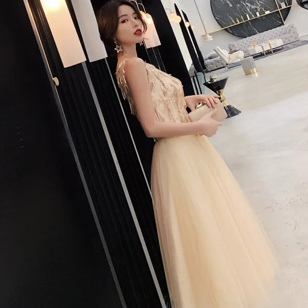 Sparkly Gold Sequin Homecoming Dress for Women - Elegant Prom Party Gown for Dances & Special Occasions