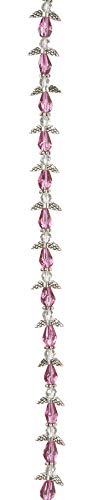 10mm Rose Crystal Bead Strand with Angel Wings - Silver Plated Jewelry Making Supplies for DIY Necklaces, Bracelets, and Earrings - Perfect for Crafting, Gifts, and Special Occasions
