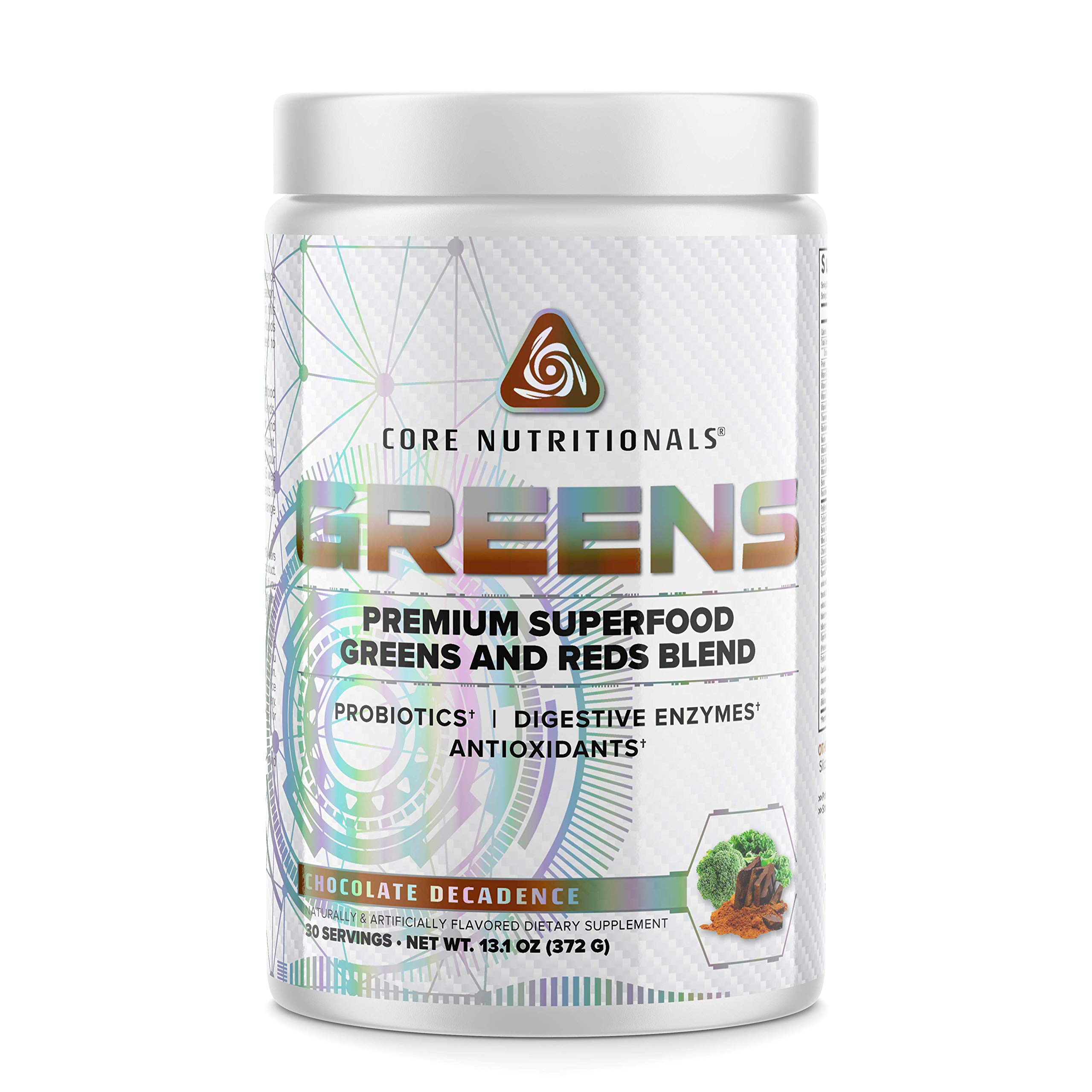 Core Nutritionals Greens Platinum Premium Superfood Greens and Reds Powder - Chocolate Flavor | 30 Servings with 5 Billion CFU Probiotics | Supports Digestion, Gut Health & Immunity | Perfect for Smoothies, Post-Workout Recovery & Daily Wellness Routine
