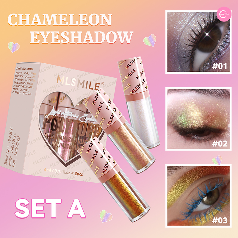 MLSMILE Chameleon Liquid Eyeshadow Set - 6 Colors Long Lasting Metallic Shimmer Makeup for Party, Date Night & Special Occasions