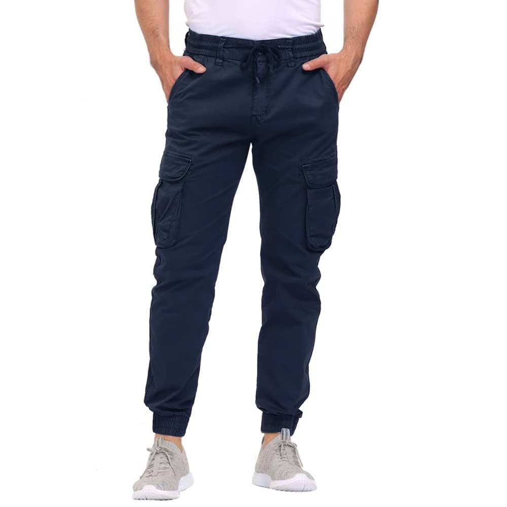 LEPOAR Men's Hiking Cargo Pants - Slim Fit Stretch Joggers with Pockets & Drawstring Waist | Lightweight Outdoor Work Pants for Hiking, Camping & Casual Wear