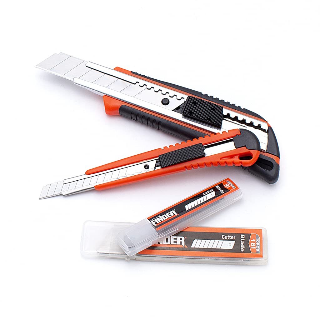Snap-Off Utility Knife Set with 20 Blades - Heavy Duty Retractable Cutter for Office, Home, Art & Crafts - Perfect for Box Opening, Packaging, DIY Projects & Precision Cutting