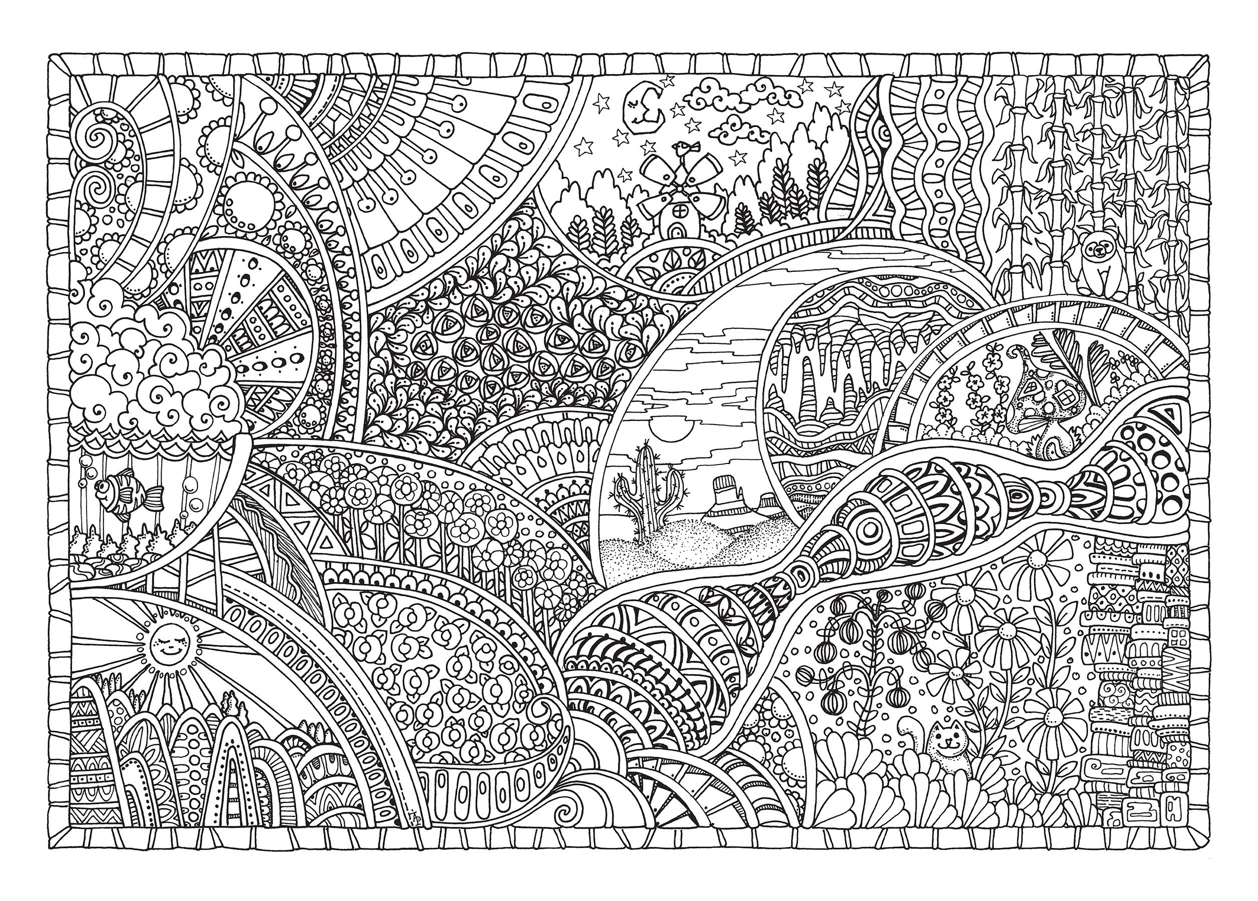 Creative Haven Insanely Intricate Entangled Landscapes Coloring Book for Adults - Stress Relief Art Therapy & Mindful Relaxation | Perfect for Home, Office & Travel