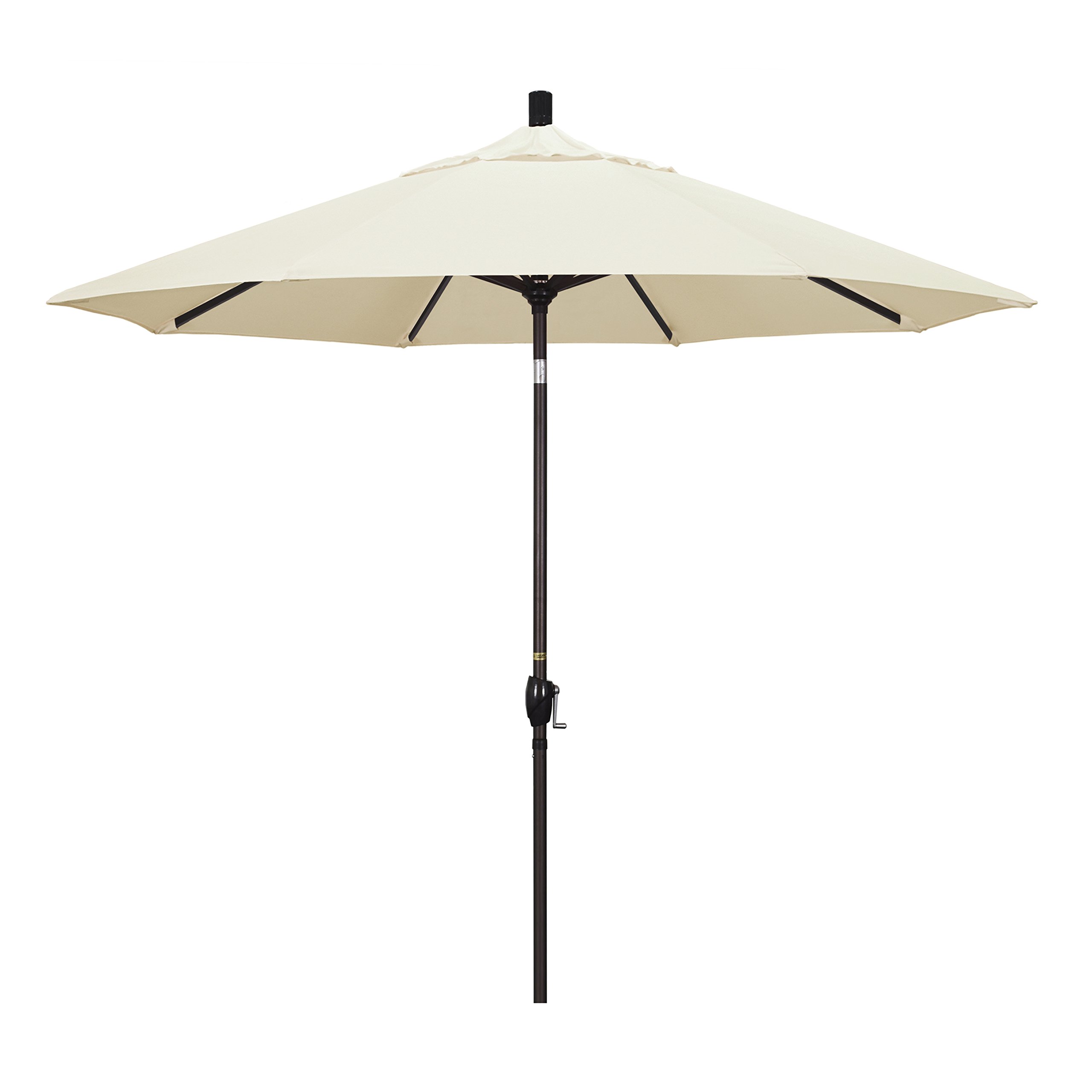 9' Round California Umbrella with Crank Lift & Push Button Tilt - Bronze Aluminum Pole & Sunbrella Canvas - Perfect for Patio, Garden, Poolside, and Outdoor Dining Areas