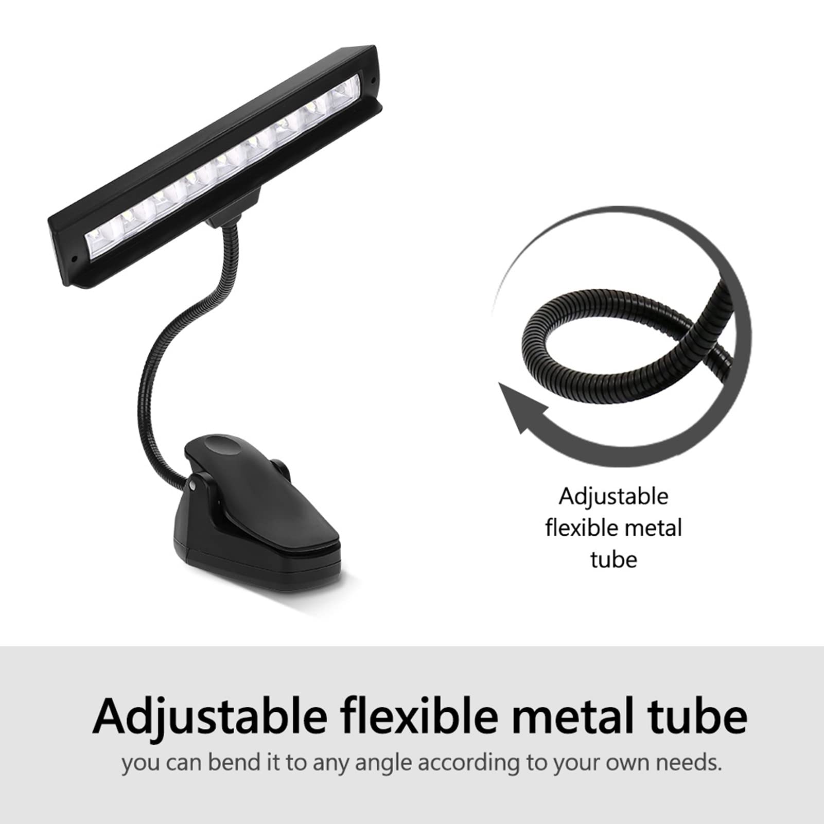 Portable Flexible 9 LED Clip On Music Stand Light - Adjustable Desk Lamp for Reading, Bedroom & Nightstand - Perfect for Musicians, Students & Book Lovers