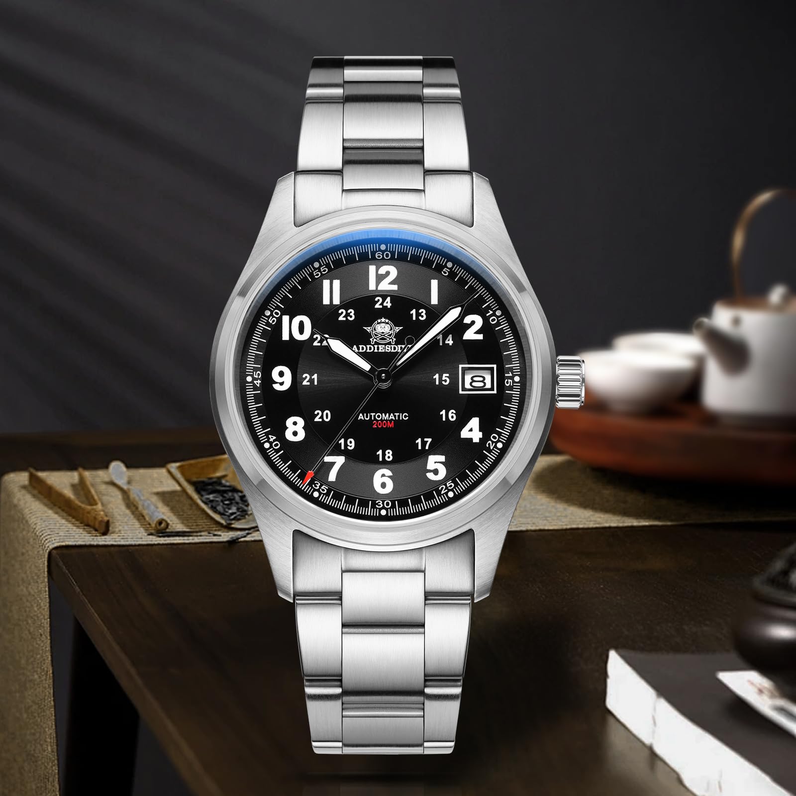 ADDIESDIVE Men's Automatic Diver Watch - Stainless Steel, NH35A Movement, 200M Water Resistant, Luminous Dial | Perfect for Scuba Diving, Swimming & Everyday Wear