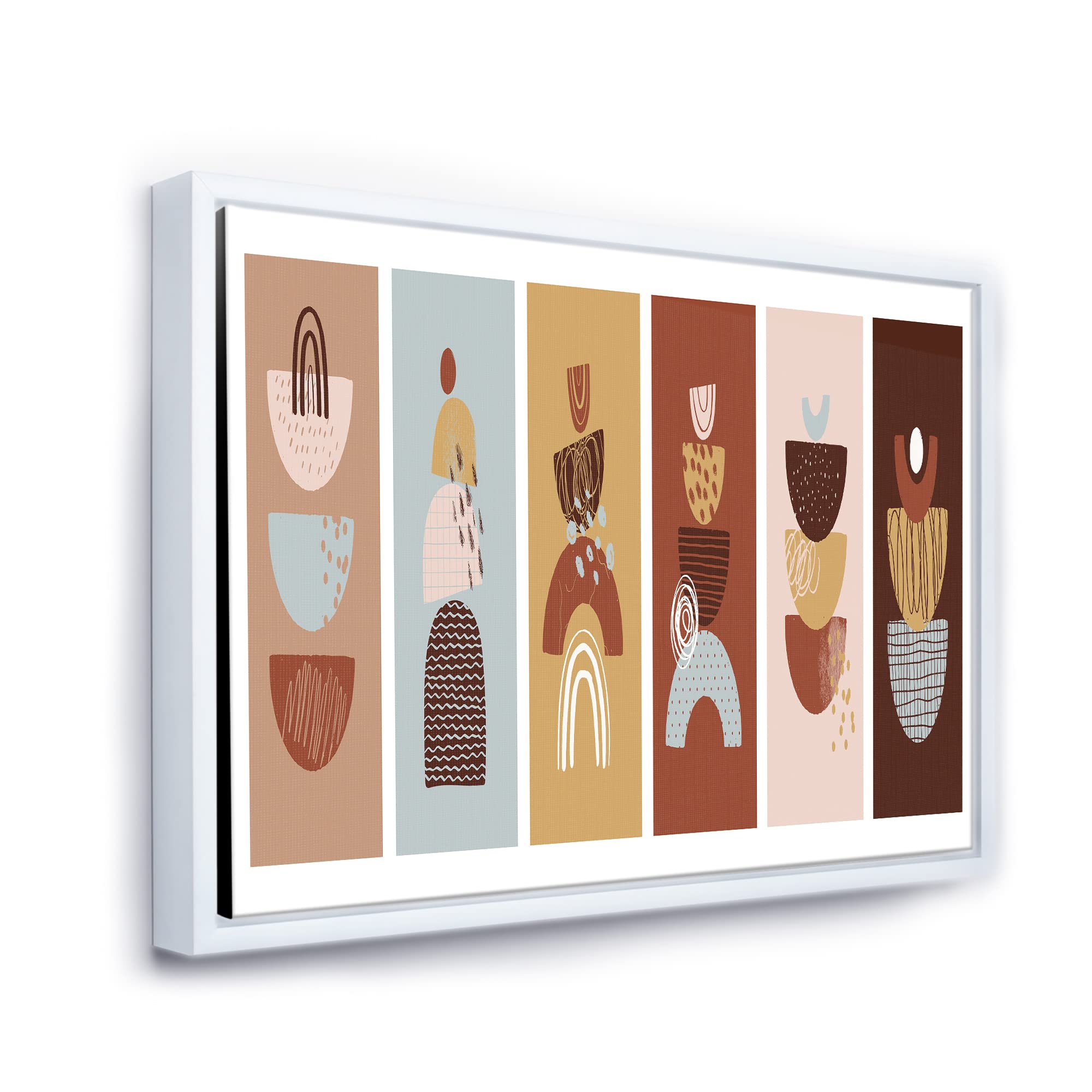 Minimalist Organic Shapes Framed Canvas Wall Art - Modern Abstract Home Decor for Living Room, Bedroom & Office