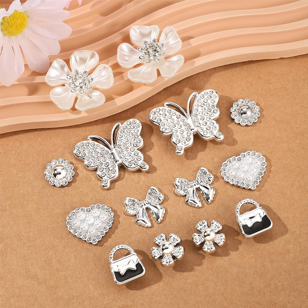 Sparkling Shoe Charms for Women - Fashionable Bling Chain Shoe Accessories, Cute Butterfly & Flower Jewelry Decorations - Perfect Birthday Gifts & Party Favors for Girls (Great for Weddings, Prom, Dances & Special Occasions)