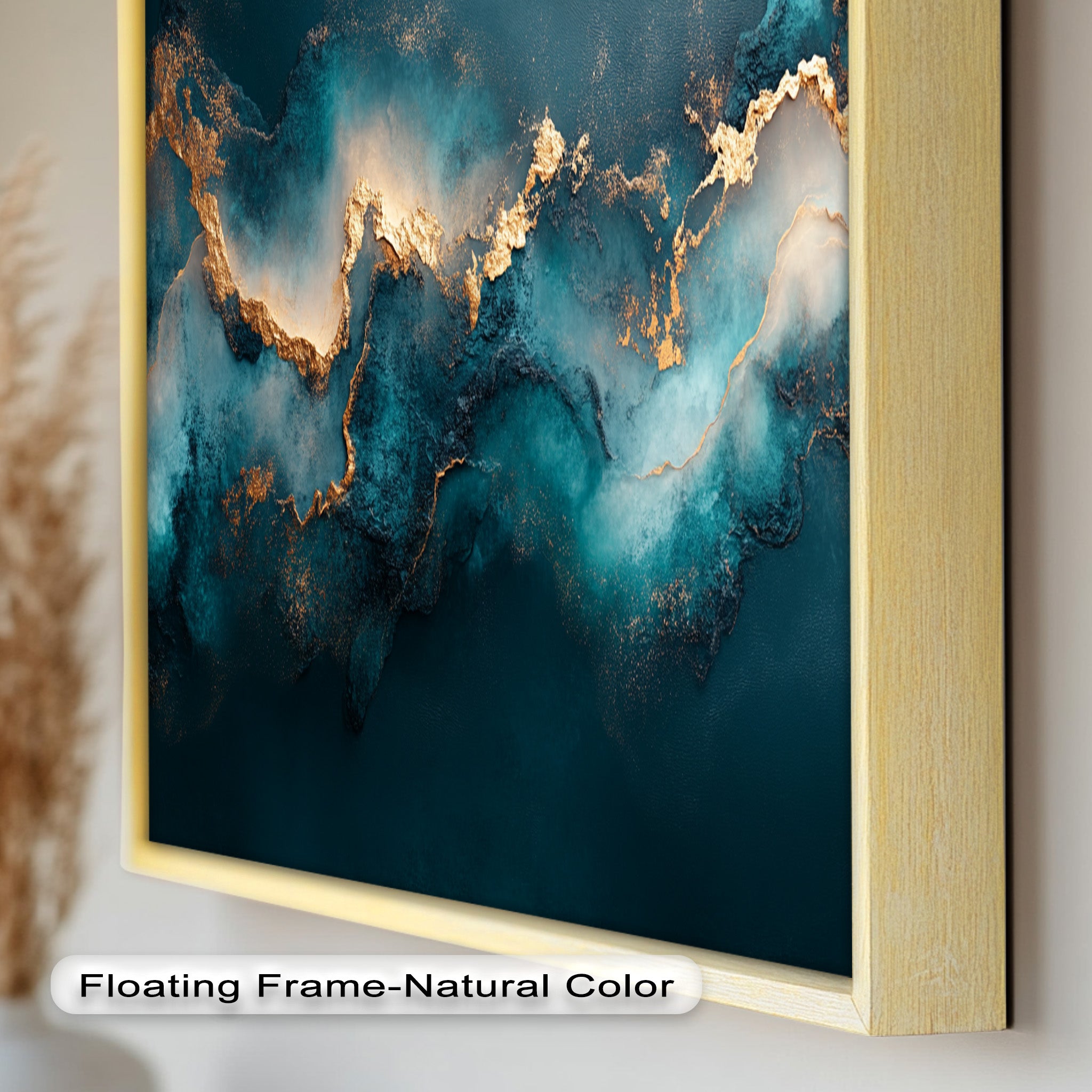 Abstract Blue and Gold Swirls Oil Painting - Modern Luxury Wall Art for Living Room, Bedroom & Office Decor