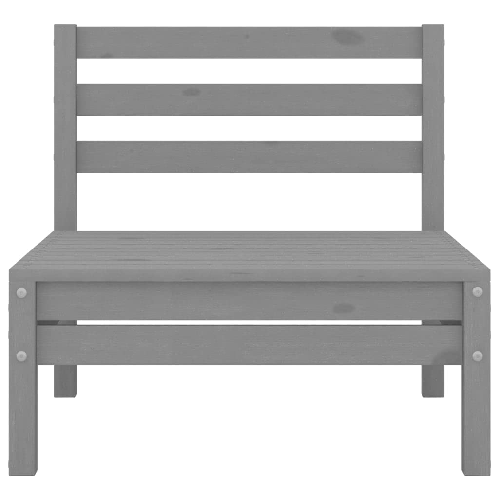 vidaXL Durable 2-Seater Patio Sofa - Gray Solid Pinewood Outdoor Furniture for Garden, Balcony & Backyard Lounge Set | Weather-Resistant Modular Design