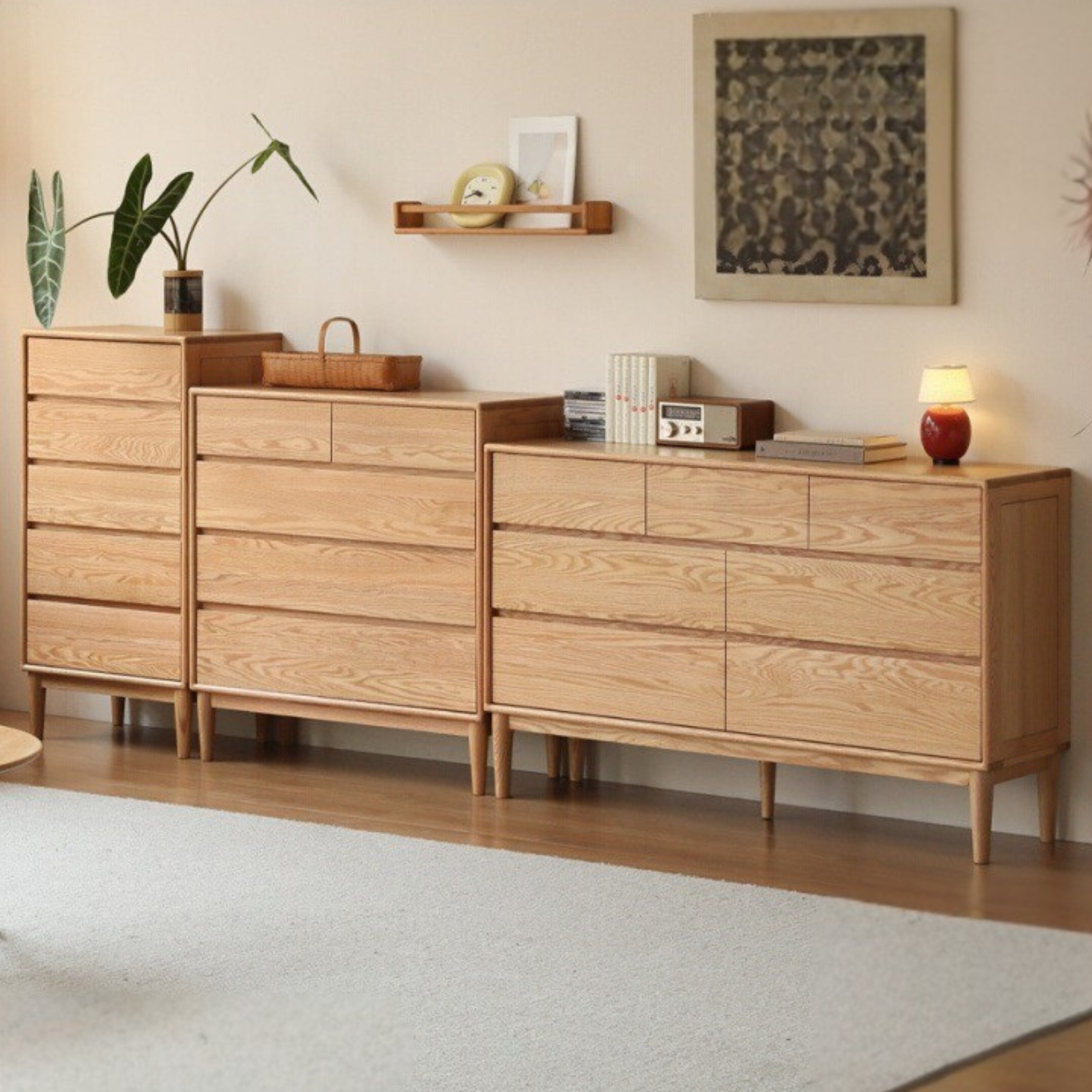 Oak Solid Wood Small Chest of Drawers - 3 Drawer Storage Organizer for Bedroom, Nursery, or Office | Compact Dresser for Clothes, Toys & Home Organization