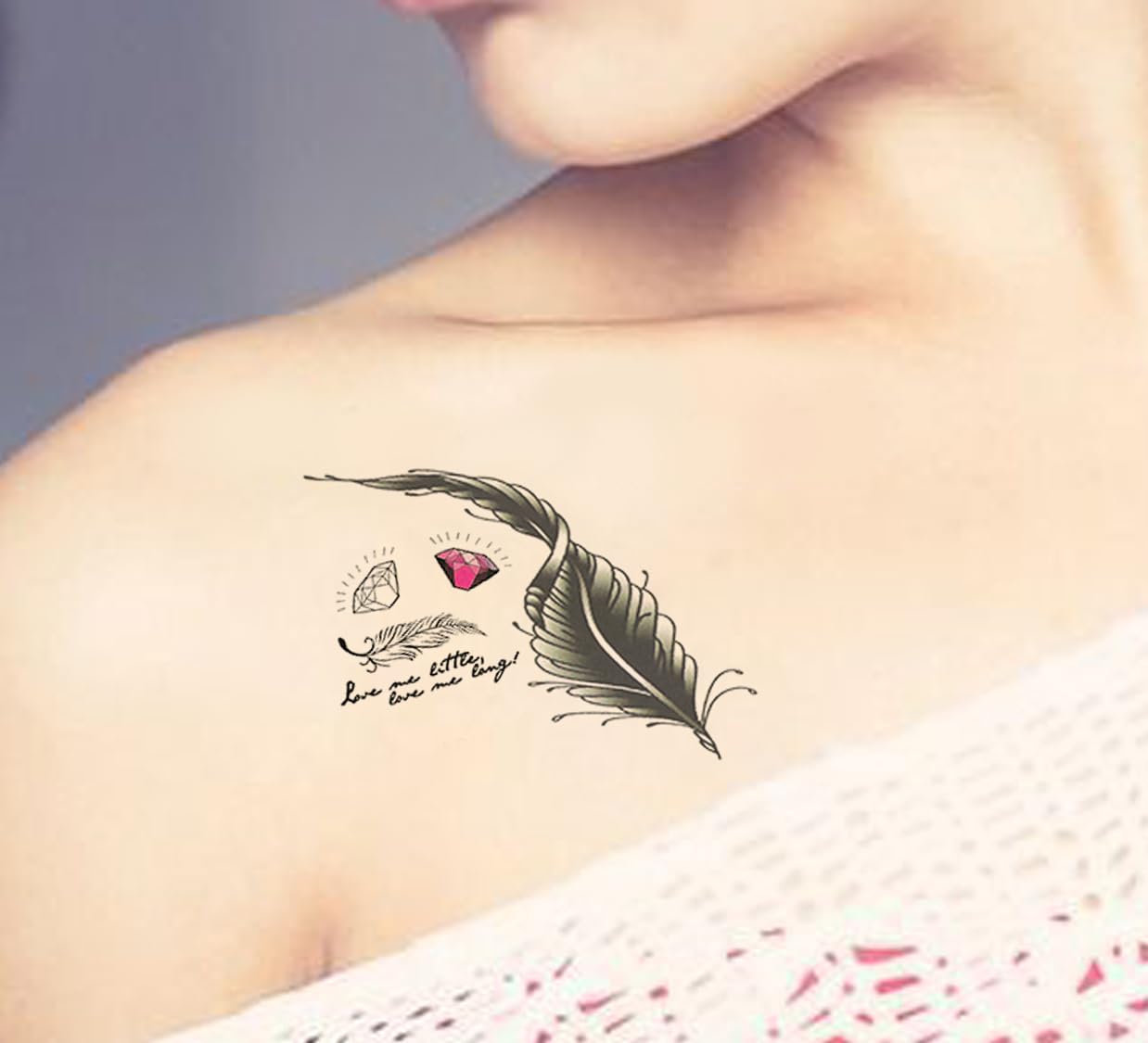 Waterproof Temporary Tattoo Stickers for Men & Women - 3D Realistic Flowers, Butterflies, Stars, Angels, Wolves & Armband Designs (19x9cm) - Perfect for Parties, Halloween, Cosplay & Body Art