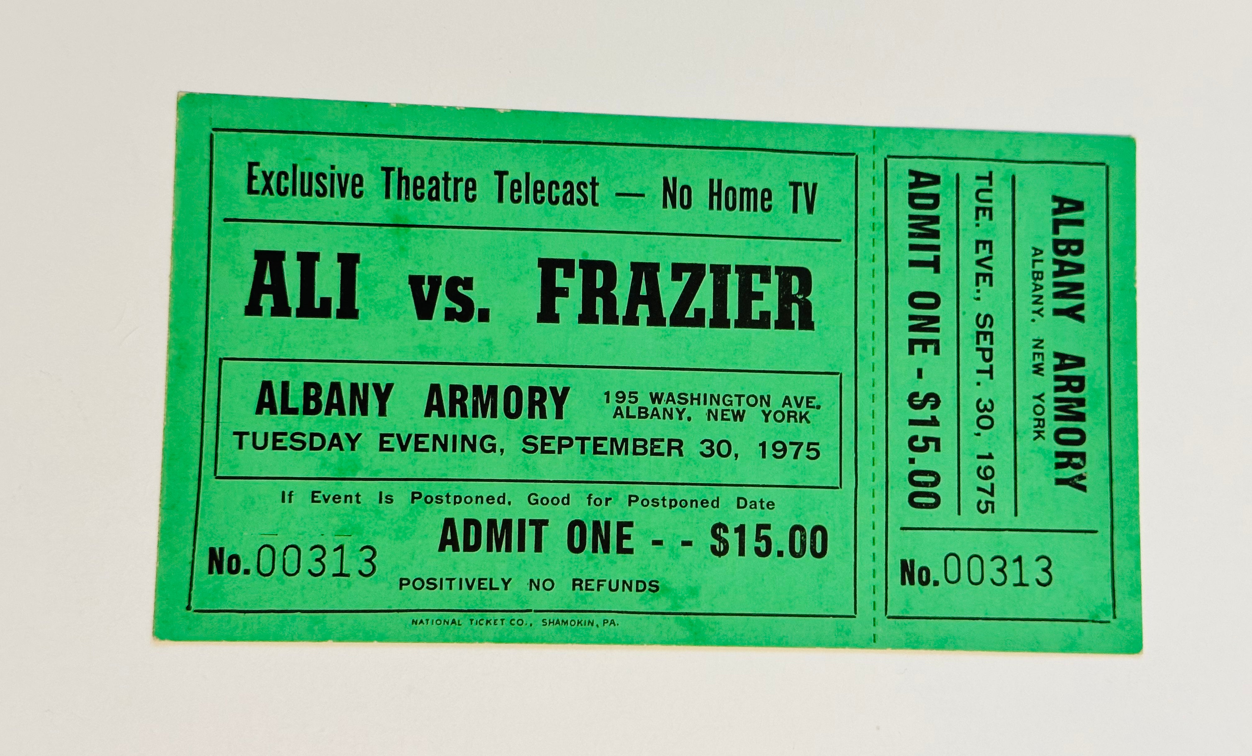 Original 1975 Muhammad Ali vs Joe Frazier Boxing Ticket - Rare Collectible Sports Memorabilia for Boxing Fans & History Enthusiasts - Perfect for Framing, Display, or Gift