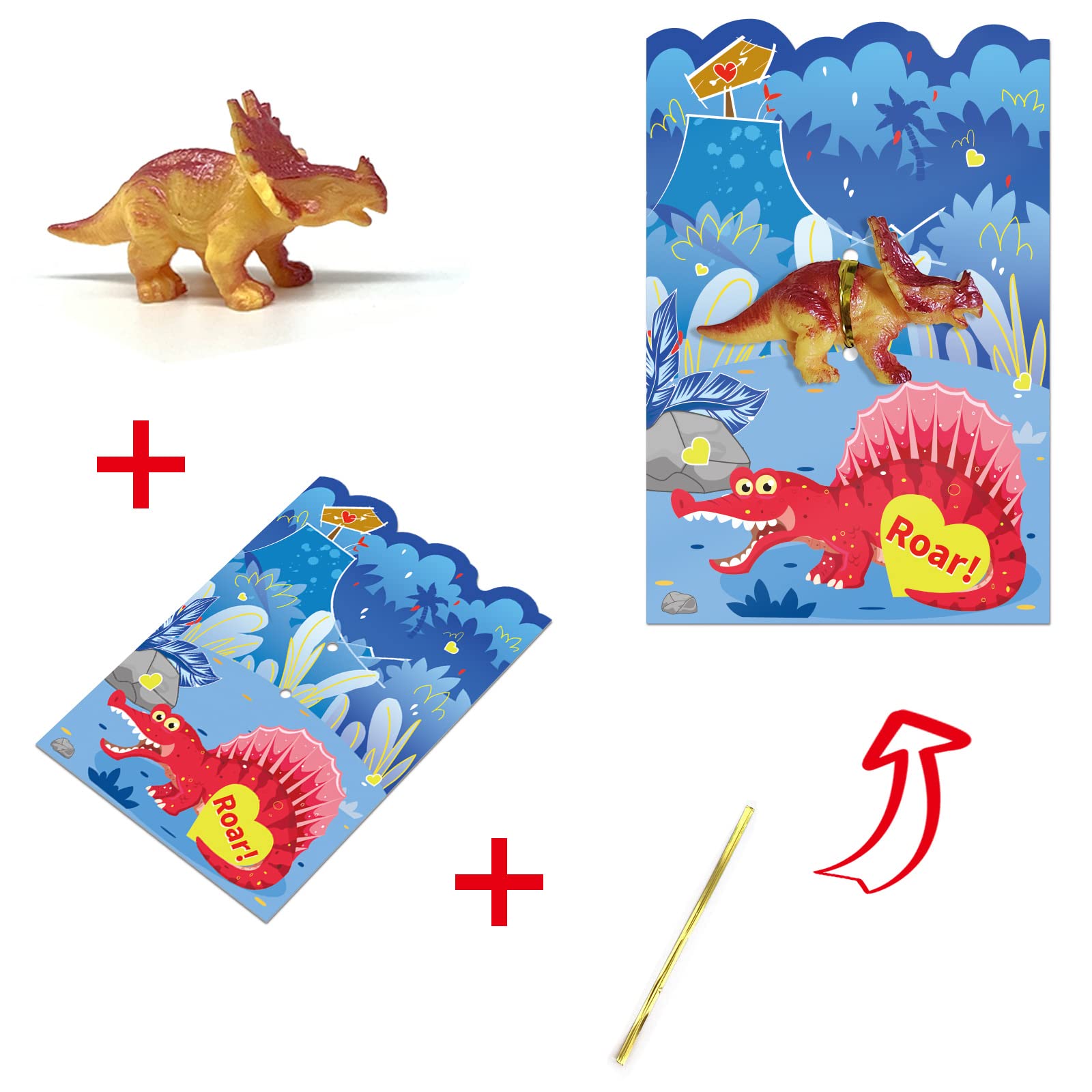 Dinosaur Valentine's Day Gift Cards for Kids - 24pcs Animal Toy Greeting Cards for Classroom Exchange, Party Favors & School Activities | Perfect for Valentine's Parties, Gifts & Kids' Collectibles