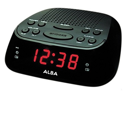 Alba Clock Radio with AM/FM Alarm, Night Light & USB Charger - Perfect for Bedroom, Office & Travel