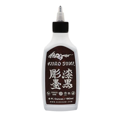 Kuro Sumi Japanese Tattoo Ink - Professional Vegan Tattoo Color Pigment, Soft Bronze Shading Ink (6oz) for Tattoo Artists & Body Art Professionals | Perfect for Realism, Traditional & Japanese Style Tattoos