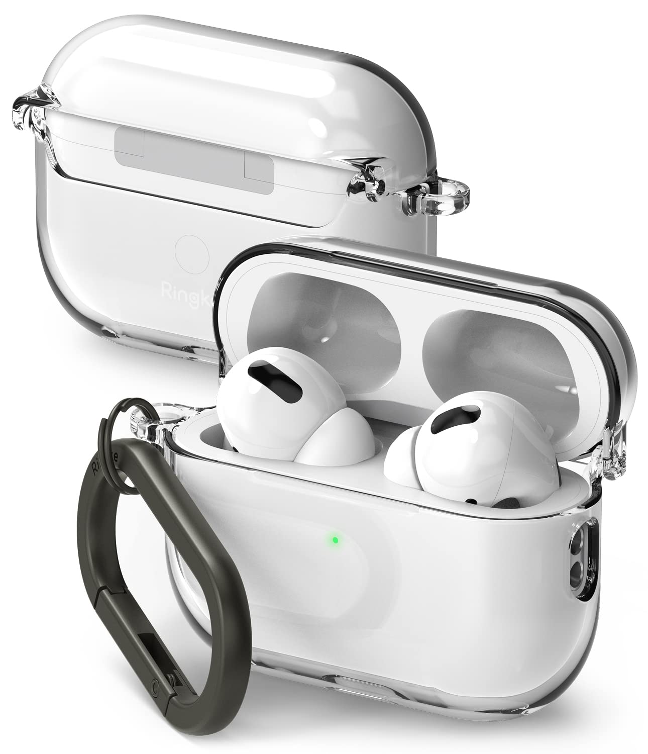 Ringke Hinge AirPods Pro 2 Case Cover - Clear Transparent Hard PC Shell Shockproof Protective Case with Keychain Carabiner | Compatible with AirPods Pro 2nd Generation | Perfect for Travel, Gym & Outdoor Activities