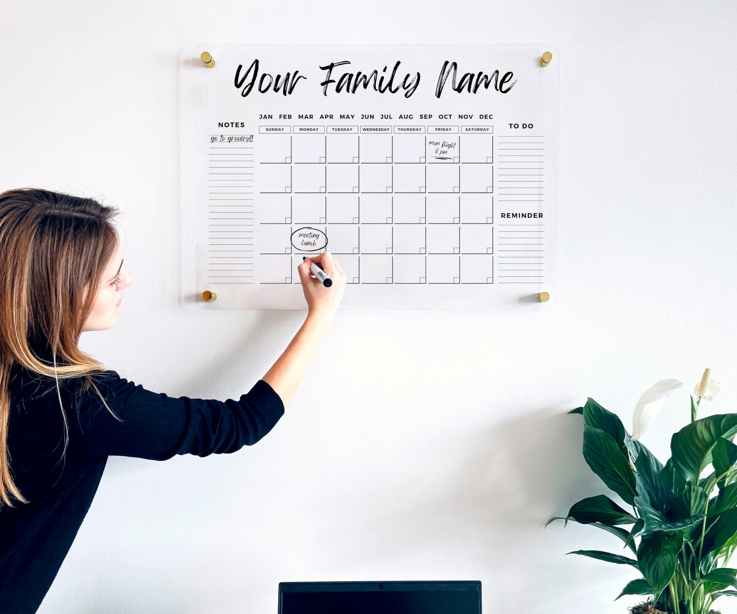 Premium Dry Erase Acrylic Wall Calendar 2025 - 36x24