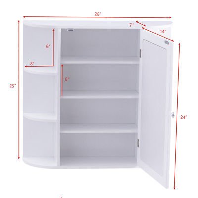 Wall Mounted Bathroom Storage Cabinet - White Mirrored Organizer for Makeup, Toiletries & Essentials | Space-Saving Vanity Mirror with Shelves
